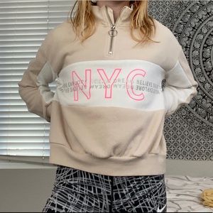 NYC sweatshirt (white, pink, creme, some gray)